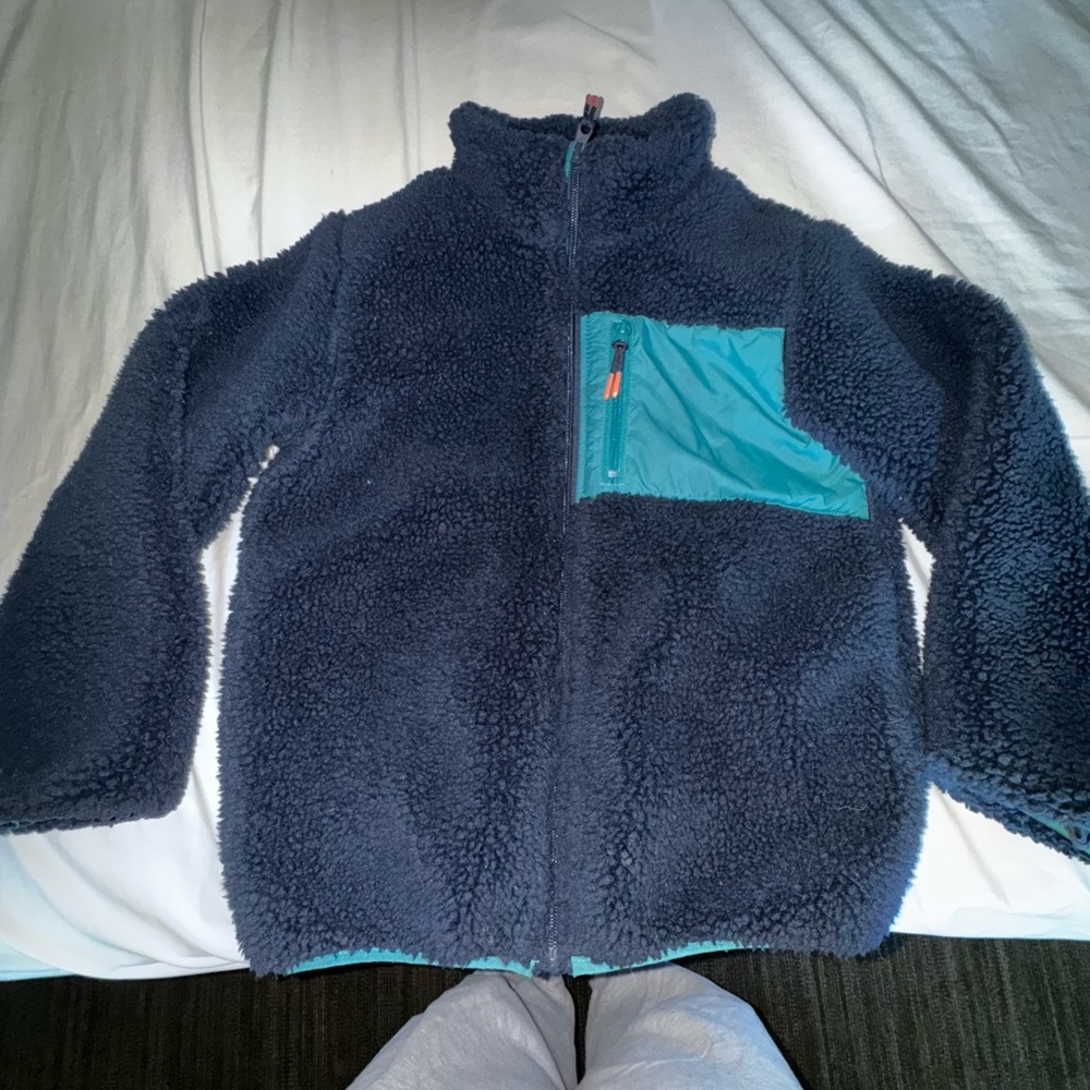 H&M Dark Blue Fleece Jacket with Aqua Accent